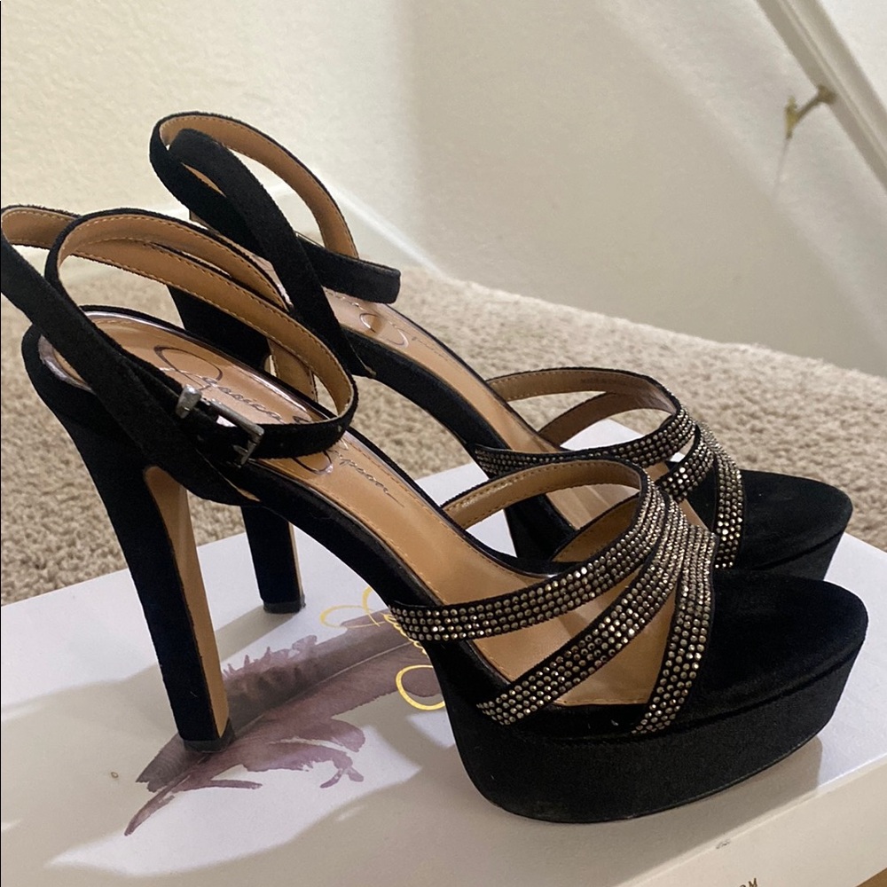 Jessica Simpson Elegant Black Strappy Heels